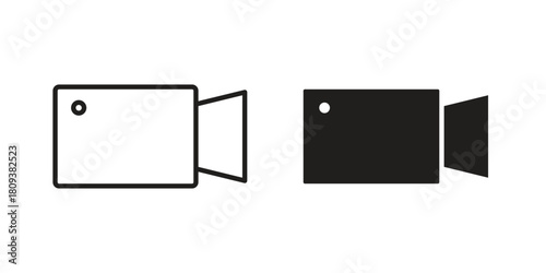 Video call icon symbol in filled and line style. Vector icon collection