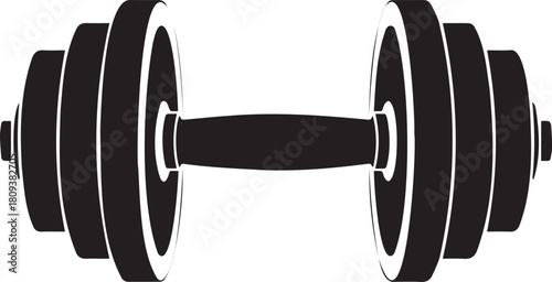Black and white dumbbell illustration for fitness and exercise related concepts
