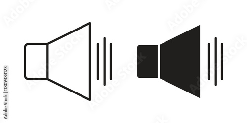 Volume icon symbol in filled and line style. Vector icon collection