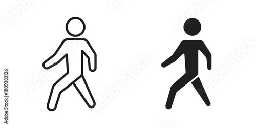 Walking icon symbol in filled and line style. Vector icon collection