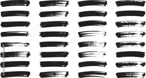 Black Brush Strokes Grunge Collection Set in Seamless Repeat Pattern