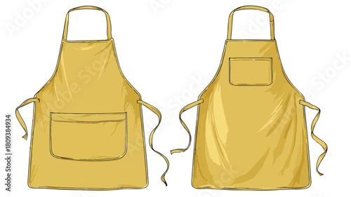 Professional Cooking Yellow Kitchen Apron Vector Illustration for Culinary Designs