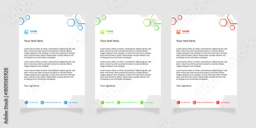 Modern set of corporate business stationery, letterheads, document templates. Professional minimalist design suitable for corporate branding, marketing materials and office identity presentations.