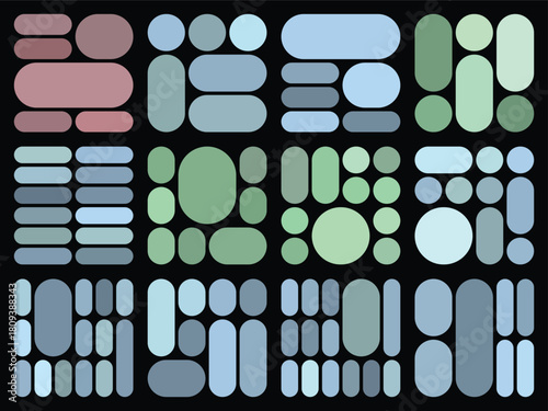 Versatile pill bento grid bundle suitable for innovative interface and layout design work
