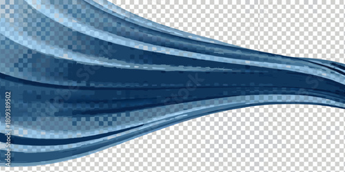 Abstract blue waves on transparent background for modern design
