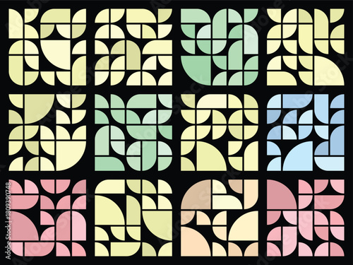 Quarter circle pie grid elements for modern digital design usage