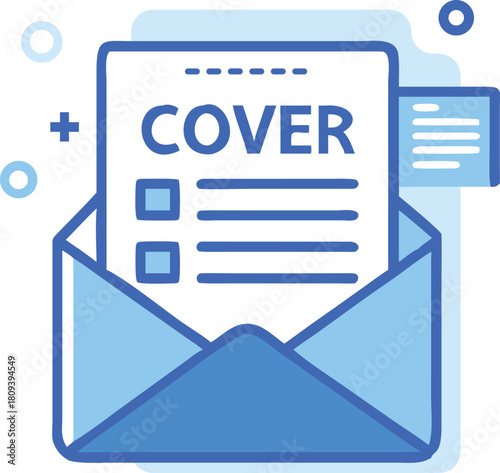 Cover Letter Icon with Checklist Boxes Emerging from Envelope, Representing Task Completion, Attached File, and Application Process, Vector