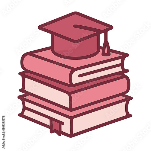 Books of Knowledge. Stack of books icon symbolizes knowledge and learning. The books are arranged in a tidy stack, each with distinct covers, adding depth and. Vector illustration
