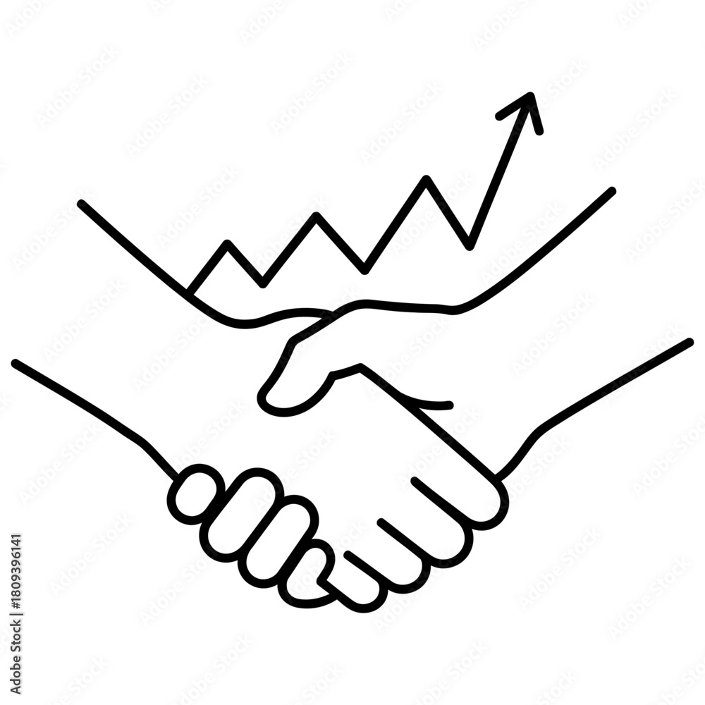 Fototapeta premium Business partnership and growth handshake icon
