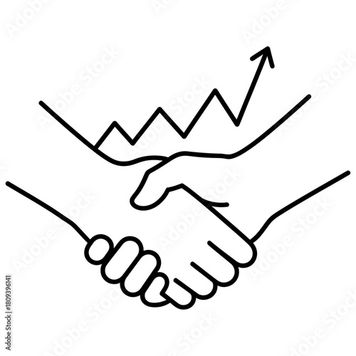 Business partnership and growth handshake icon