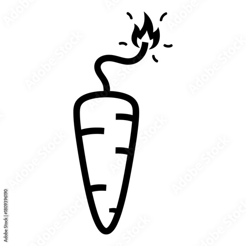 Carrot with a lit fuse and sparks resembling a bomb