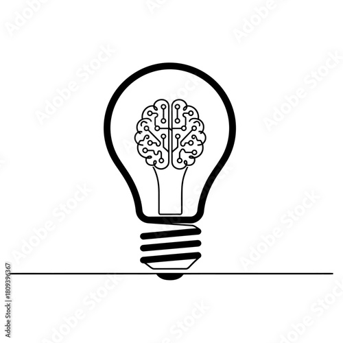Lightbulb with a brain inside symbolizing ideas and innovation