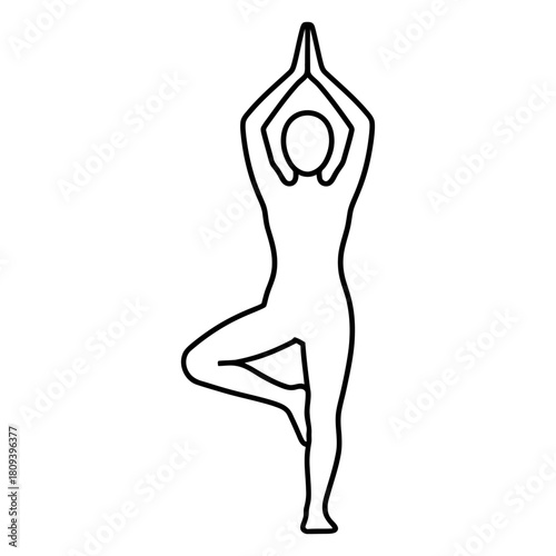 Outline of a person performing the yoga tree pose