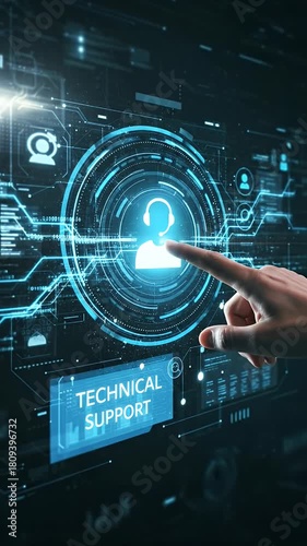 Touchscreen Interface Technical Support Connection Futuristic Technology