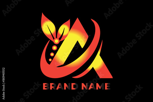 Flame Leaf Gradient Logo Design