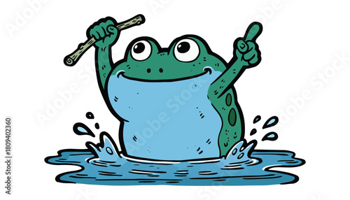 frog colour  vector illustration, solid white background