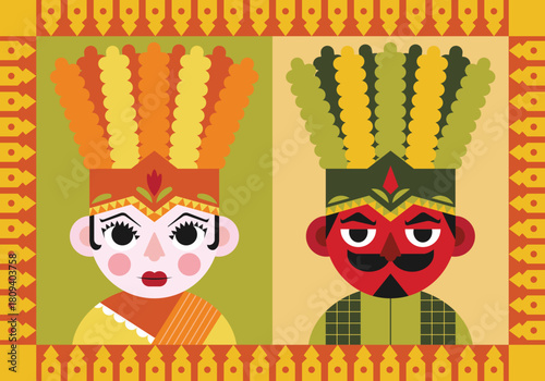 Vector of Indonesian Culture: Large Puppet Figure from Betawi, Jakarta. For Decoration, Illustration, or Other Use