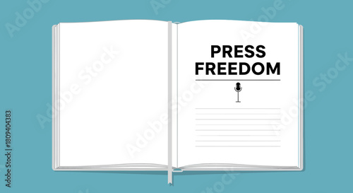 Open Book with 'Press Freedom' Text and Blank Page Symbolizing Free Expression and Unwritten Truths