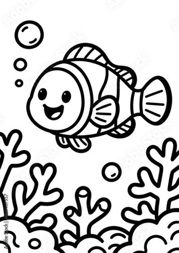 "Magical Underwater World” is a series of 15 coloring illustrations with a title page. This children’s set features charming underwater characters and ocean scenes that inspire creativity.