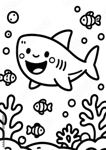 "Magical Underwater World” is a series of 15 coloring illustrations with a title page. This children’s set features charming underwater characters and ocean scenes that inspire creativity.