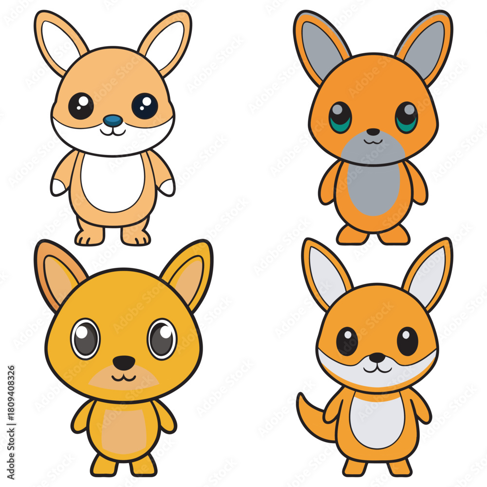 Fototapeta premium Set cartoon kangroo art and illustrator eps 10