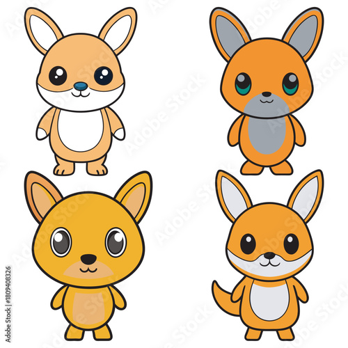 Set cartoon kangroo art and illustrator eps 10
