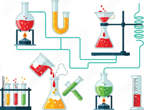 Laboratory equipment for chemical experiments and research.