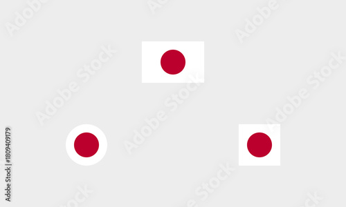 Japan Flaggen-Set – Professionelle Darstellung: Original, Rund und Quadratisch (korrekte Farben)