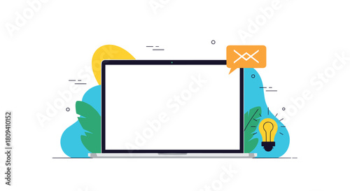 Two business people characters have a discussion or chat using speech bubbles in an online meeting.