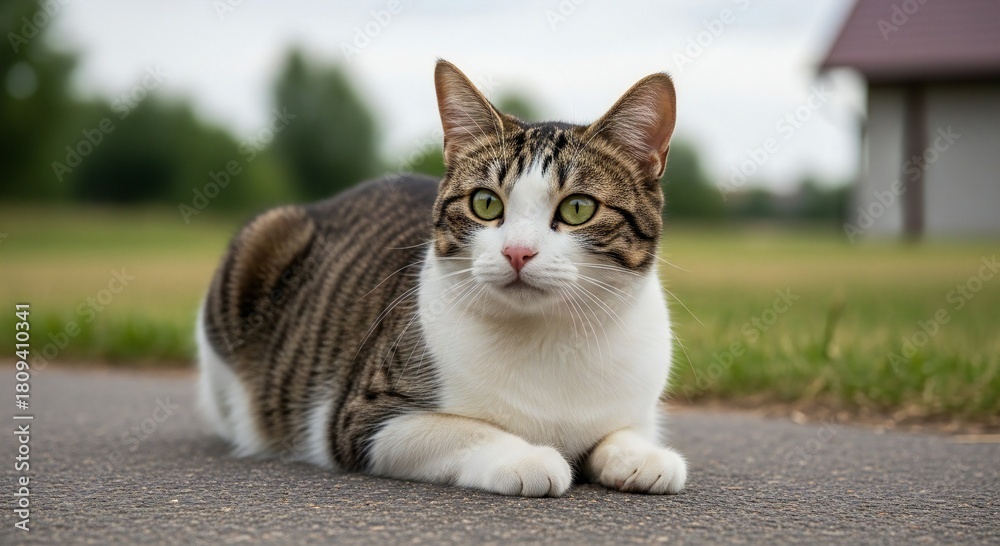 Fototapeta premium cat on the grass