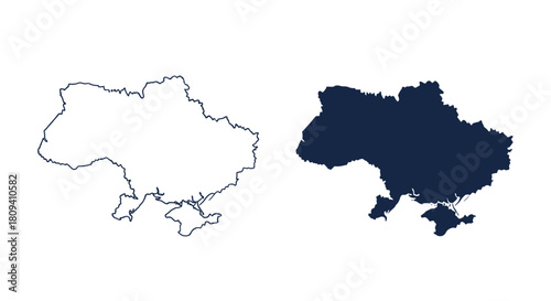 Two map silhouettes of the country of Ukraine are presented with a heart symbol for love and support.