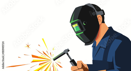 Welder in Action Artistic Illustration of a Skilled Worker