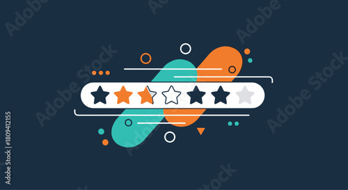 Star rating element featuring three out of five stars on a dynamic colorful background.