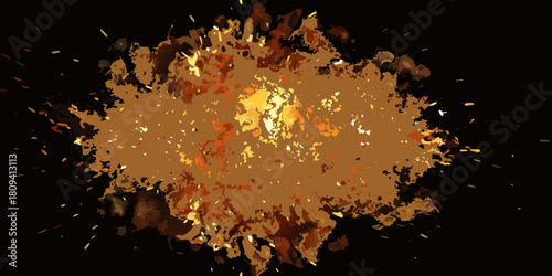 Abstract explosion of golden and brown hues on a black background