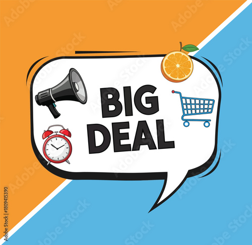 vector, illustration, chat bubble with text BIG DEAL for e-commerce, online shop, shopping