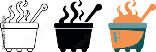 Brewing a Potion Vector Illustration of Pot with Bubbling Liquid and Stirring Spoon Ready to Enchant