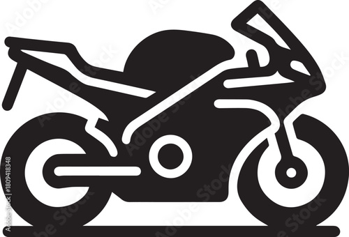 Minimalist icon, motor  bike vector silhouette.