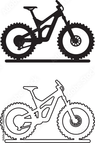 Minimalist icon, trail bike vector silhouette.