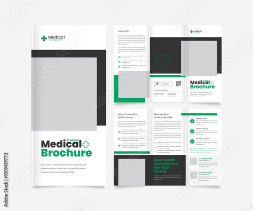 Healthcare medical trifold brochure design template