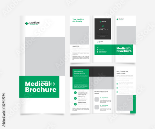 Healthcare medical trifold brochure design template