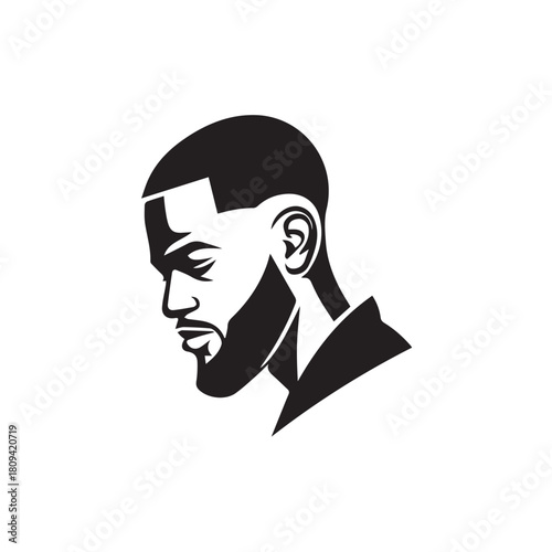 Black Vector Illustration of a Handsome Man in Clean Minimal Line Art Style on White Background