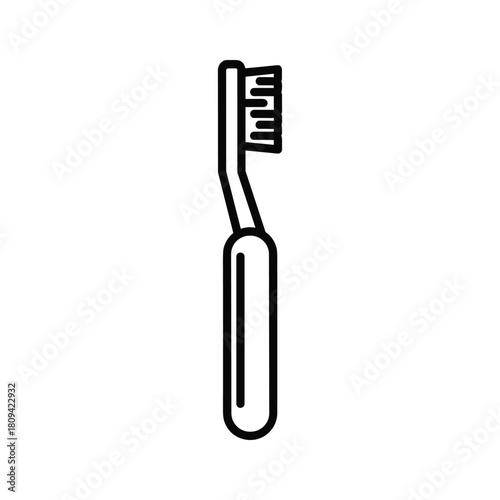 Toothbrush icon isolated on, a simple line drawing of a personal hygiene tool