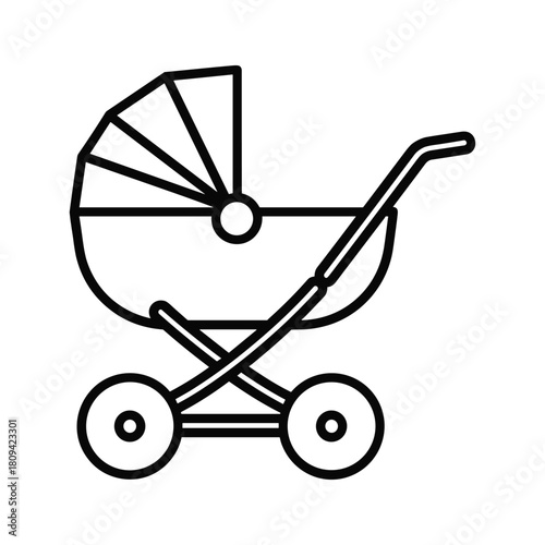 Baby stroller isolated on, a wheeled carriage for transporting infants and young children