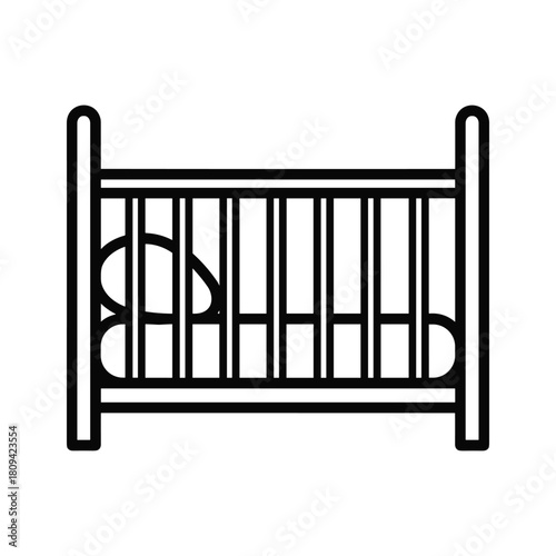 Baby crib isolated on, a cozy and safe haven for a peaceful nights sleep for infant