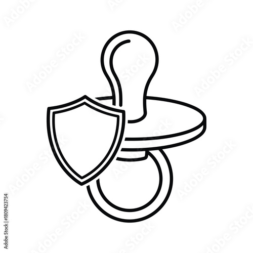 Illustration of a pacifier with shield isolated on, a symbol of baby care and protection
