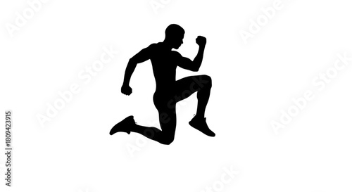 Dynamic silhouette of athlete jumping powerfully, embodying strength and agility for fitness campaigns or sports branding, perfect for motivational designs