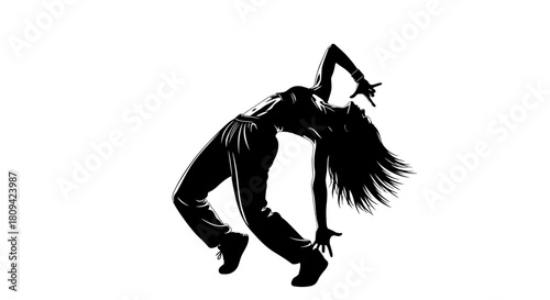 Dynamic silhouette of a dancer expressing freedom and passion through movement, perfect for fitness, dance, and lifestyle brands needing energy and artistry