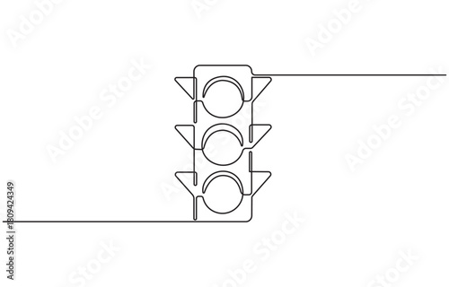 Continuous one line drawing of traffic lights with to regulate vehicle travel at road intersections, Single line art design vector illustration.