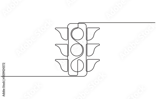 Continuous one line drawing of traffic lights with to regulate vehicle travel at road intersections, Single line art design vector illustration.