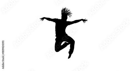 Silhouette of a dynamic dancer mid-air, radiating energy and freedom, perfect for expressing creativity and movement in your next project